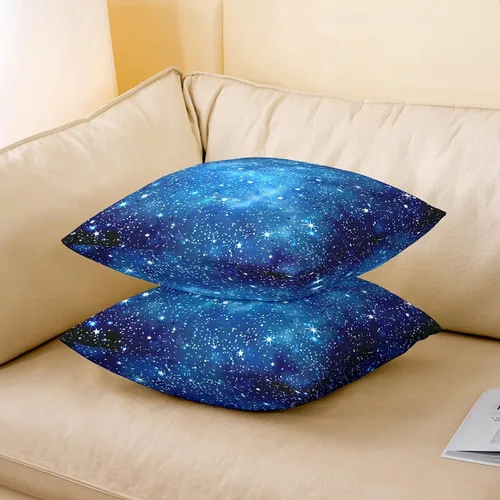 Miniatura 3 de Juego de 2 fundas de almohada de galaxia de 16 x 16 pulgadas, fundas de almohada decorativas suaves para espacio exterior impresas en 3D, fundas
