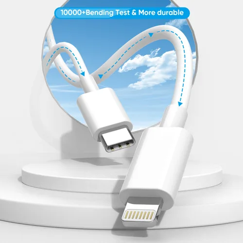 Miniatura 6 de Cable de carga rápida para iPhone [certificado MFi de Apple], paquete de 3 cables de carga de teléfono de 20 W, bloque de cargador USB C