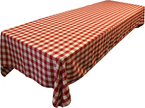 Miniatura 52 de LA Linen Mantel rectangular de poliéster Gingham a cuadros 60 por 84 pulgadas, blanco y verde oscuro