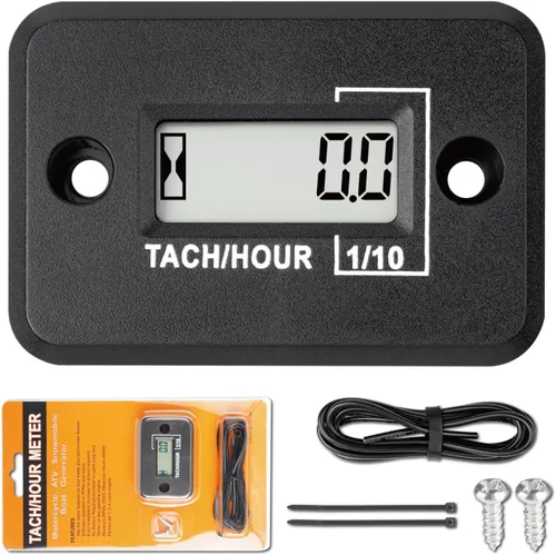 Medidor de Horas Tacómetro Autoalimentado Nine-Rong, Tacómetro Inductivo Digital LCD, Cronometraje, Medición RPM, Diseño Impermeable, para Motor de