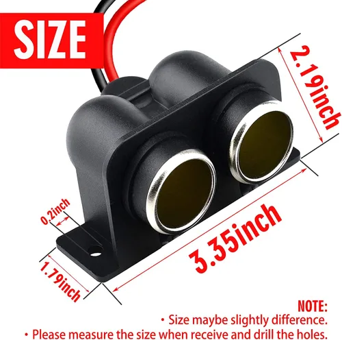 Miniatura 2 de Divisor de enchufe de encendedor de cigarrillos de 2 vías, impermeable, 12 V, repuesto de enchufe de adaptador de corriente dual para automóvil, RV