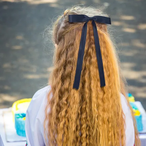 Miniatura 5 de Accesorios para el cabello, pinzas de pasador de borla de color negro, rojo, blanco, azul marino, lazos franceses de cola larga para mujeres