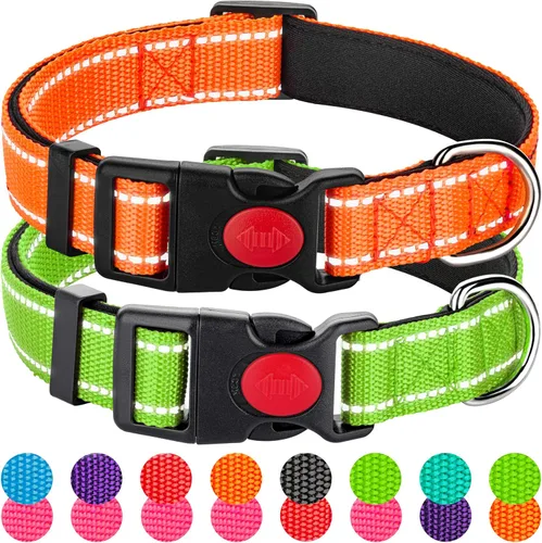 Miniatura 16 de Paquete de 2 collares reflectantes para perros medianos, hembras, machos, collares de nailon para cachorros, perros pequeños y grandes, con hebilla