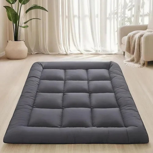 Miniatura 8 de Colchón japonés plegable y portátil, colchón de futón enrollable de 3 pulgadas, tapete de tatami negro para adultos y niños, espuma viscoelástica