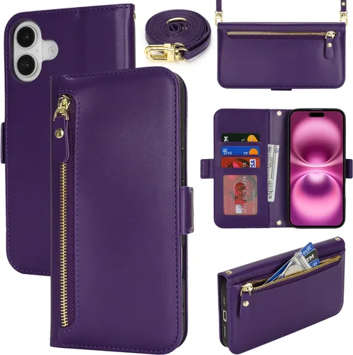 Miniatura 65 de Lipvina Funda tipo cartera para iPhone 12 Pro Max / 13 Pro Max para mujeres, bolsillo con cremallera, funda de teléfono de cuero PU con soporte