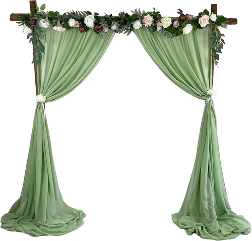 Miniatura 11 de Cortinas de fondo de gasa transparente de 10 x 10 pies (5 x 2 paneles), cortinas de tela de gasa para bodas, cortina larga transparente para sala