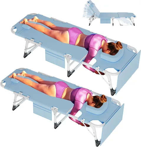 Miniatura 21 de ABORON Silla de bronceado resistente, silla de descanso plegable de 5 posiciones para exteriores con almohadilla, silla de playa portátil para tomar