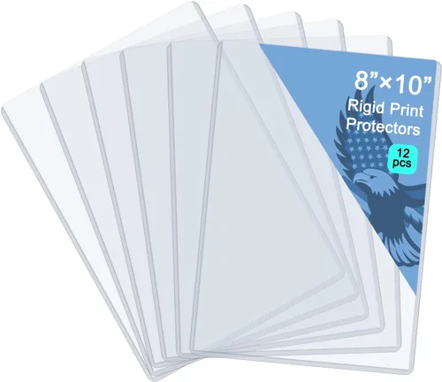 Rainmae Paquete de 12 protectores rígidos de impresión de 8 x 10 pulgadas, protectores de hojas de páginas de plástico duro transparente, fundas de