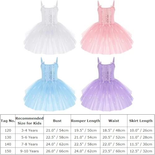 Miniatura 6 de AFAVOM Vestido de baile de ballet con lentejuelas y flecos para niñas pequeñas vestido de bailarina con purpurina y tutú con falda y leotardo