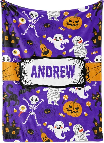 Miniatura 8 de Manta personalizada de murciélagos de Halloween, se envía al día siguiente, fabricada en Estados Unidos, suave, ligera, manta de vellón o sherpa
