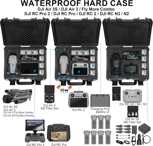 Miniatura 2 de Lekufee Funda rígida impermeable para DJI Air 3S, Air 3 Drone, Fly More Combo, batería, DJI RC Pro 2, RC 2, RC N3/N2 y accesorios (solo funda)