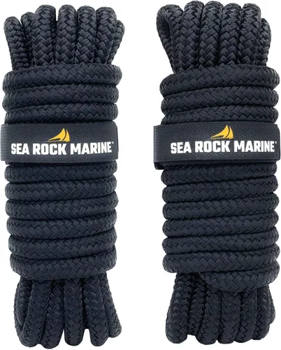 Sea Rock Marine - Líneas de muelle de nailon trenzado doble con ojales de 12 pulgadas y lazos para barcos, cuerda marina, accesorios para barcos,