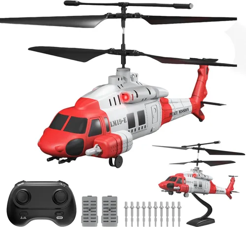 Miniatura 10 de Helicóptero RC, LM19-E Helicóptero de control remoto de 2.4 GHz con 10 misiles lanzables, luz LED, retención de altitud, despegue con una tecla