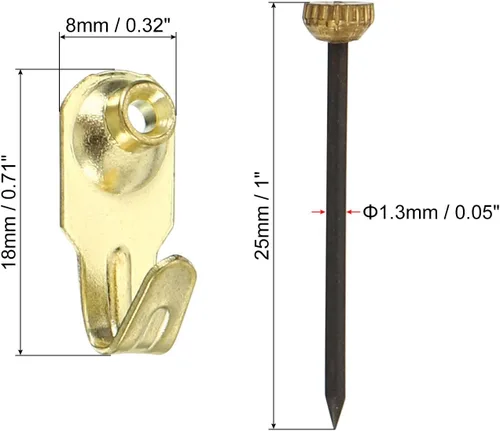 Miniatura 2 de PATIKIL Perchas de fotos de 10 libras, juego de 30 ganchos para colgar fotos en la pared, accesorios para clavos, kit para colgar cuadros en paneles