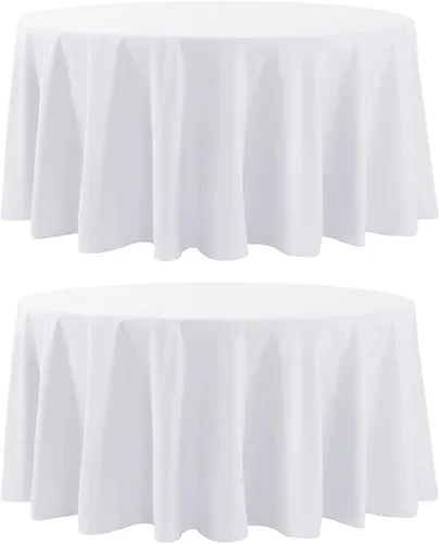 Miniatura 39 de Paquete de 2 manteles redondos de 90 pulgadas, manteles lavables de poliéster de lino decorativo para la mesa del comedor, banquetes, fiestas