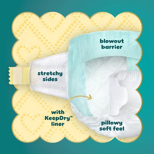 Miniatura 2 de Pañales Pampers Swaddlers, Talla 1 (8-14 libras), 198 unidades, absorbentes, mantiene al bebé seco y cómodo, pañal desechable seguro para la piel