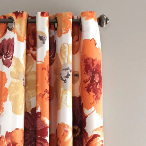 Miniatura 2 de Lush Decor Leah - Juego de 2 paneles de cortinas para oscurecer la habitación, 84 x 52 pulgadas, rojo/naranja