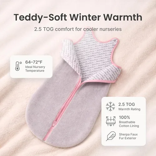 Miniatura 3 de baby deedee Sleep nest Teddy - Saco de dormir para niños y niñas, bebés y recién nacidos, azul suave, mediano (6-18 meses)
