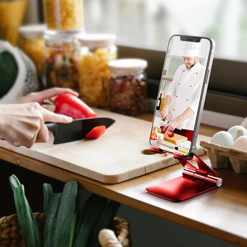 Miniatura 2 de Soporte para teléfono celular, [estable y ajustable en altura] Soporte plegable para teléfono celular para escritorio, escritorio de oficina, mesita