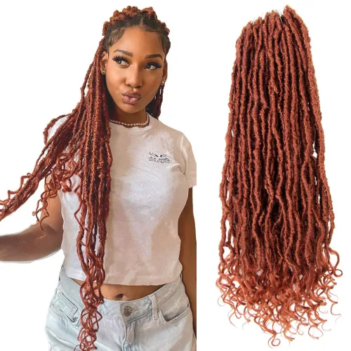 Miniatura 22 de Niseyo Wild Locs - Rastas sintéticas desgastadas de 14 pulgadas con extremos rizados, 8 paquetes de cabello largo y suave con bucles preformados