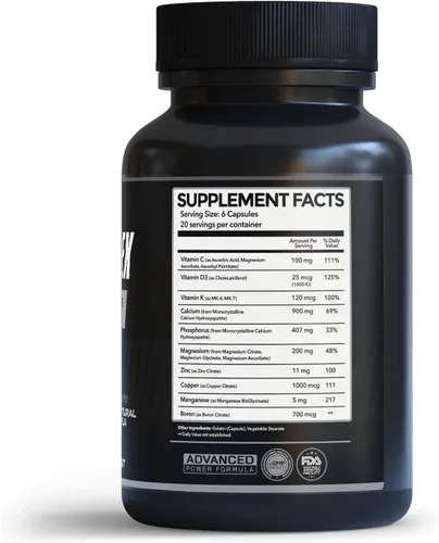 Miniatura 3 de PrimeGENIX Bone Complex - Suplemento de densidad ósea premium para hombres mayores de 40 años con calcio MCHA, vitamina K de doble forma MK-4 MK-7