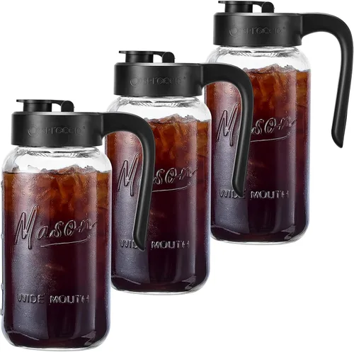 Miniatura 19 de Jarra Mason con Tapa - Jarra de Vidrio Hermética y a Prueba de Fugas con Tapa, Perfecta para Leche Materna, Infusión en Frío y Té de Sol, 2 Quart