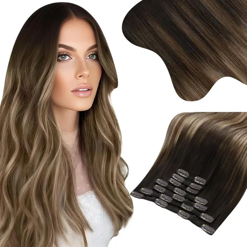 Miniatura 59 de Moresoo Extensiones de cabello humano Remy con clip, color rubio platino, extensiones de cabello humano real de doble trama, color rubio #60, 18