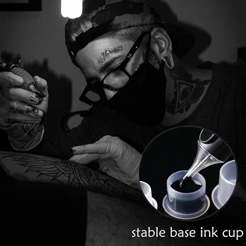 Miniatura 7 de Yuelong - 1000 tapas de tinta de tatuaje desechables Microblading, vasos de tinta de tatuaje con base, tapas de tinta de pigmento, tamaños de 0.669