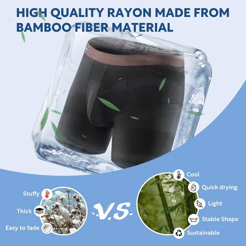 Miniatura 3 de DAVID ARCHY Calzoncillos tipo bóxer para hombre, paquete de 3 unidades, rayón hecho de bambú, ropa interior fresca con bolsa de soporte 3D, suave