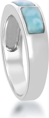 Miniatura 3 de Beaux Bijoux Sterling Silver Natural Larimar Criss-CrossSingle Band Ring