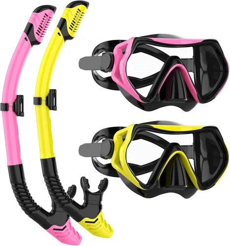 Miniatura 12 de Equipo de esnórquel para adultos, juego de máscara de esnórquel JRing con vidrio templado de 180 grados, gafas antivaho para buceo, esnórquel