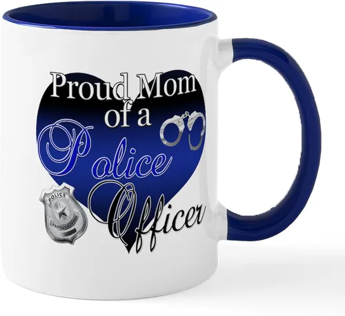 Miniatura 22 de CafePress Taza de café de cerámica de 11 oz (11.0 fl oz) de Police Mom