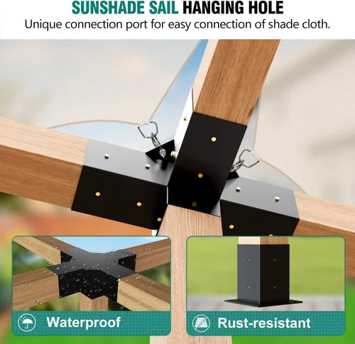 Miniatura 2 de Kit de pérgola - Soportes de 5 vías para vigas de madera de 4 x 4 pulgadas, cenadores, patio y cobertizos