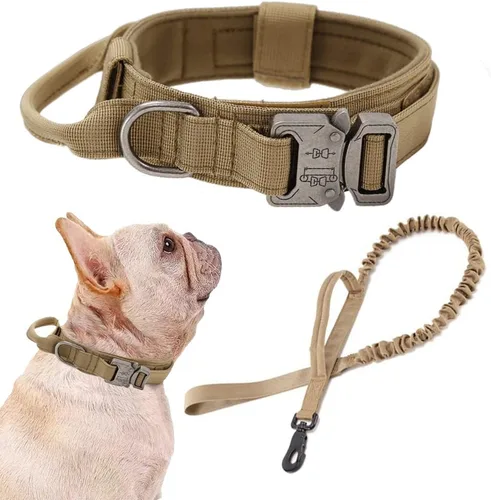 Miniatura 54 de Collar táctico para perro, ajustable, militar, de nailon, con asa de control y hebilla de metal resistente para perros medianos y grandes (negro, S)