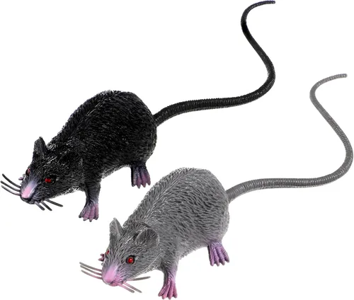 LUOEM 2 piezas de ratón falso realista de ratones de juguete espeluznante para Halloween broma espeluznante fiesta de Halloween, decoración del día
