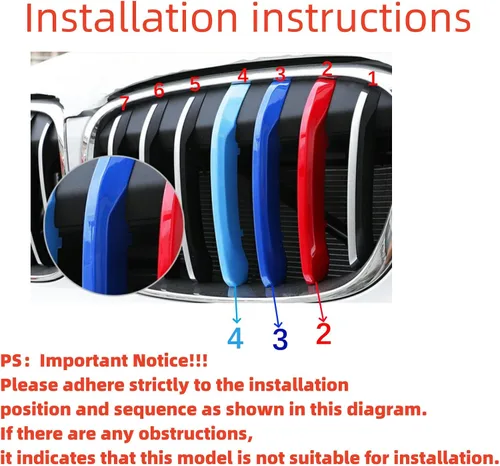Miniatura 5 de Insertos de parrilla automotriz para BMW X1 F48 2016-2019 7 vigas, accesorios de parrilla delantera