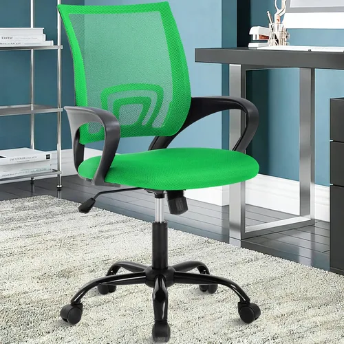 Miniatura 14 de Silla de oficina ergonómica, silla de escritorio de malla con respaldo medio con soporte lumbar y reposabrazos, transpirable, sillas ejecutivas