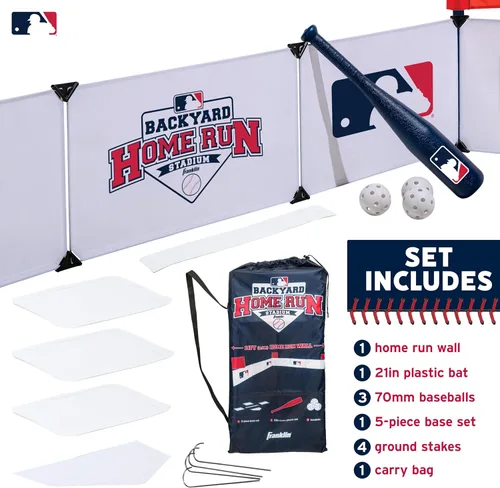 Miniatura 2 de Franklin Sports MLB - Estadio de béisbol para niños en el patio trasero - Juego de béisbol de plástico para niños con paredes de jonrón, bate, bolas