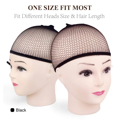 Miniatura 2 de MORGLES 6 gorras de peluca antideslizantes, de malla negra, para mujeres y hombres, red de cabello tejido de malla cerrada Negro