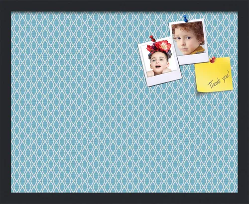 Miniatura 211 de PinPix Tablero de anuncios de corcho de 13 x 13 pulgadas. Este tablero decorativo enmarcado viene con diseño de ondas en blanco y negro y un marco