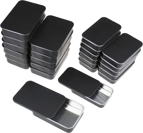 Miniatura 7 de Goodma 24-Pack contenedores de metal con tapa deslizante rectangular para dulces, joyas, manualidades, píldoras, bálsamo labial, kit
