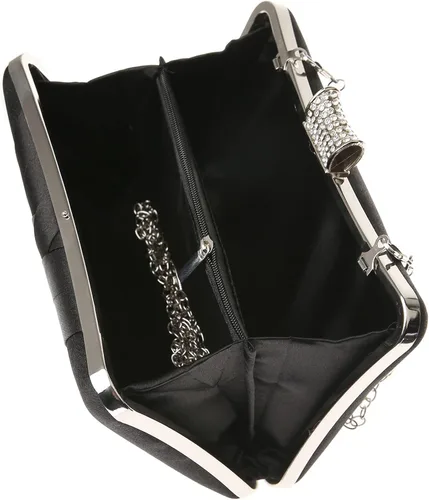 Miniatura 5 de DA BODAN Bolso de mano Jane de satén con diamantes de imitación para mujer, para noche, novia, graduación, fiesta, bolso cruzado con cadena