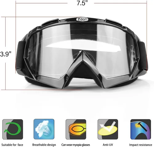 Miniatura 3 de Gafas de motocross, ATV Motocicleta, UTV MX OTG, accesorios de gafas y gafas de esquí antiniebla, carreras de esquí