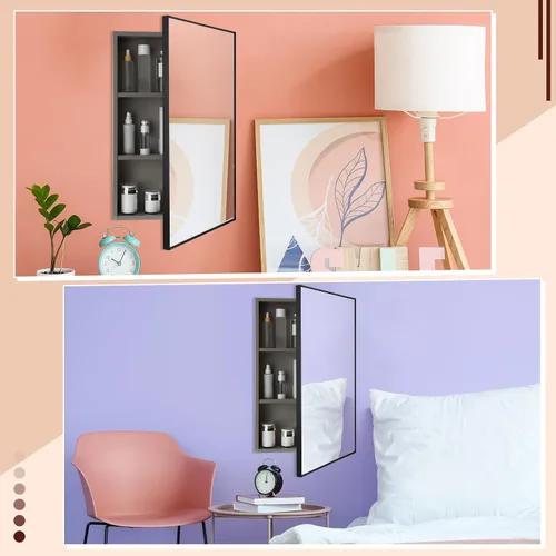 Miniatura 4 de Suzile Moderno botiquín de 16 x 24 x 4.3 pulgadas con espejo montado en la pared empotrado empotrado para baño empotrado, 3 estantes para puertas