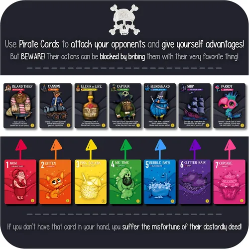 Miniatura 6 de Sweet Bros Games Rainbow Pirates - Divertido juego familiar para niños, adolescentes y adultos, juego de cartas estilo Rummy para 2 a 5 jugadores