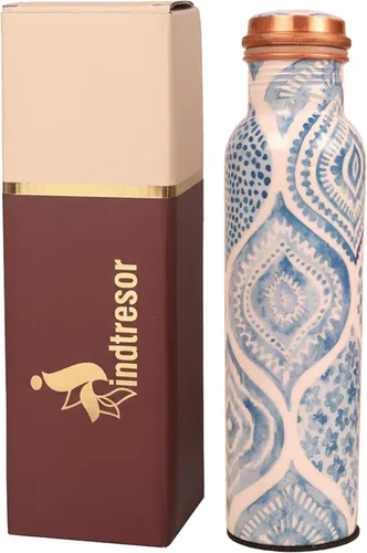 Miniatura 10 de Botella de agua de cobre puro – Hecho a mano – Beneficios para la salud Ayurveda – Grande 34 oz – A prueba de fugas, fácil de llevar para deportes