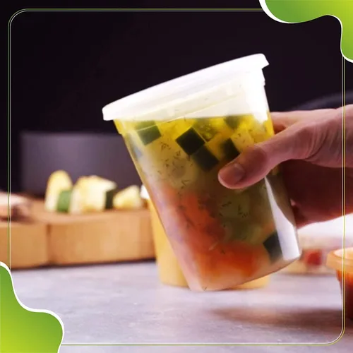 Miniatura 5 de Recipientes de 8 onzas con tapas a prueba de fugas, paquete de 50 recipientes de plástico transparente sin BPA para almacenamiento de alimentos