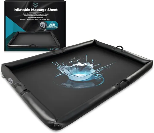 Miniatura 10 de Hoja de Masaje Nuru Inflable con Asas y Lados Inflables PVC Negro Duradero Impermeable 210 x 156 x 16 cm, 83 x 61 x 6 pulgadas Protección