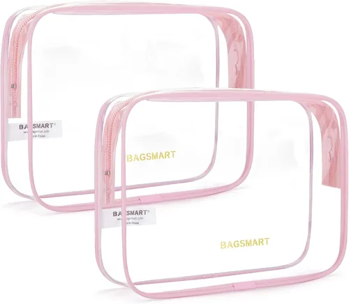 Miniatura 10 de BAGSMART Paquete de 7 bolsas de aseo transparentes con juego de botellas de viaje recargables, bolsa de aseo de viaje aprobada por la TSA, repelente