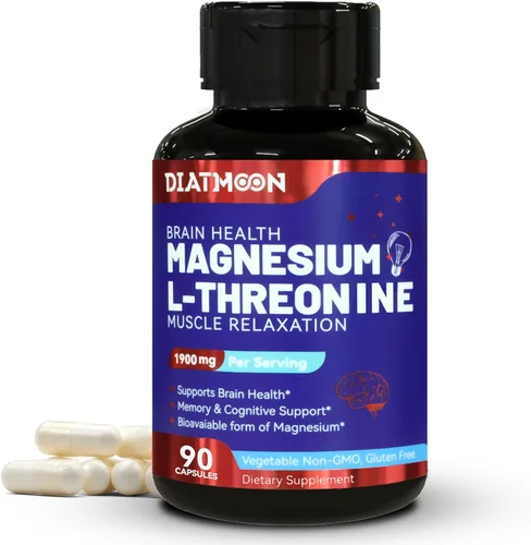 L-treonina de magnesio, suplemento de magnesio de alta absorción,1900 mg de treonina de magnesio,Sin gluten, 90 cápsulas veganas